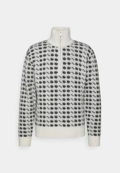 Holzweiler CASTLE HALF ZIP PATTERN KNIT CREW - Jumper - Ecru Mix -Holzweiler shop 3f33fcf66f1846539a1bbc7b6cb66f65