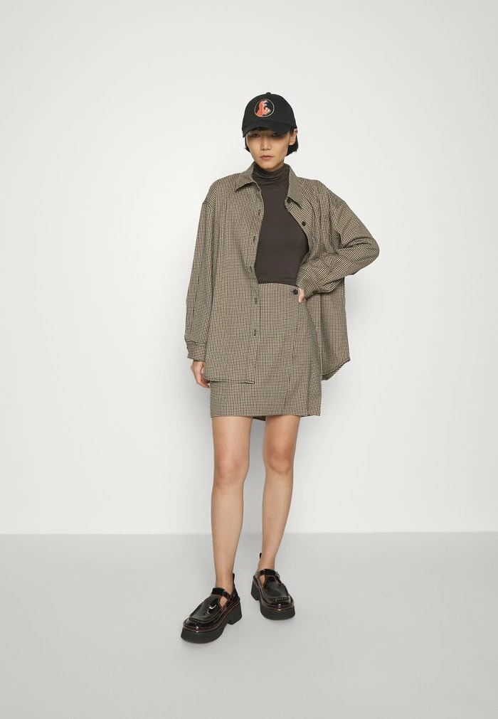 ERINA CHECK SKIRT - Mini skirt - beige Holzweiler ERINA CHECK SKIRT - Mini Skirt - Beige -Holzweiler shop 4e090e4ee9394ce18866d5dd28647416