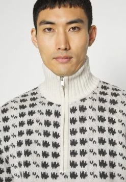 Holzweiler CASTLE HALF ZIP PATTERN KNIT CREW - Jumper - Ecru Mix -Holzweiler shop 56ebc727ec4d469a99bab2cc46bcb8bf