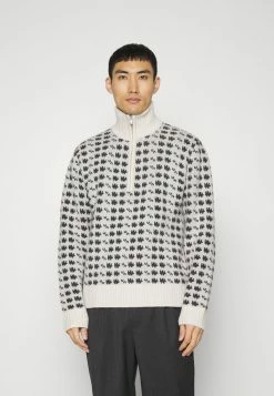 Holzweiler CASTLE HALF ZIP PATTERN KNIT CREW - Jumper - Ecru Mix