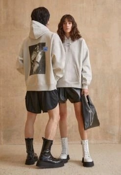 Holzweiler RIVERS PATCH HOODIE UNISEX - Sweatshirt - Light Grey